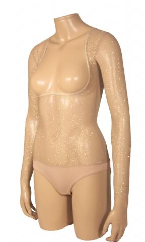 Underbust with Sleeves - Tan Gold Glitter