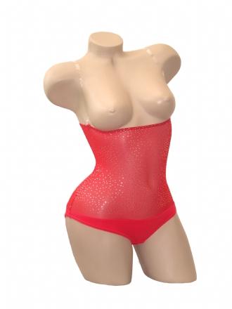 Underbust with straps - Red Silver Sparkle