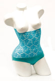 Underbust with straps - Turquoise Lace
