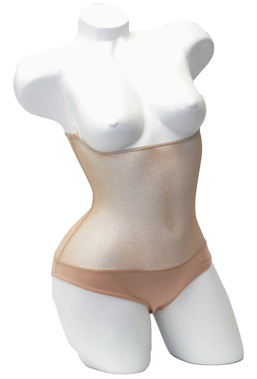 Underbust with straps - Tan Gold Glitter