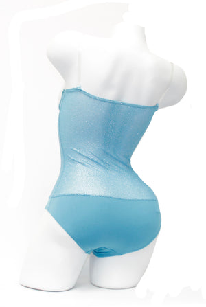 Underbust with straps - Turquoise Silver Glitter
