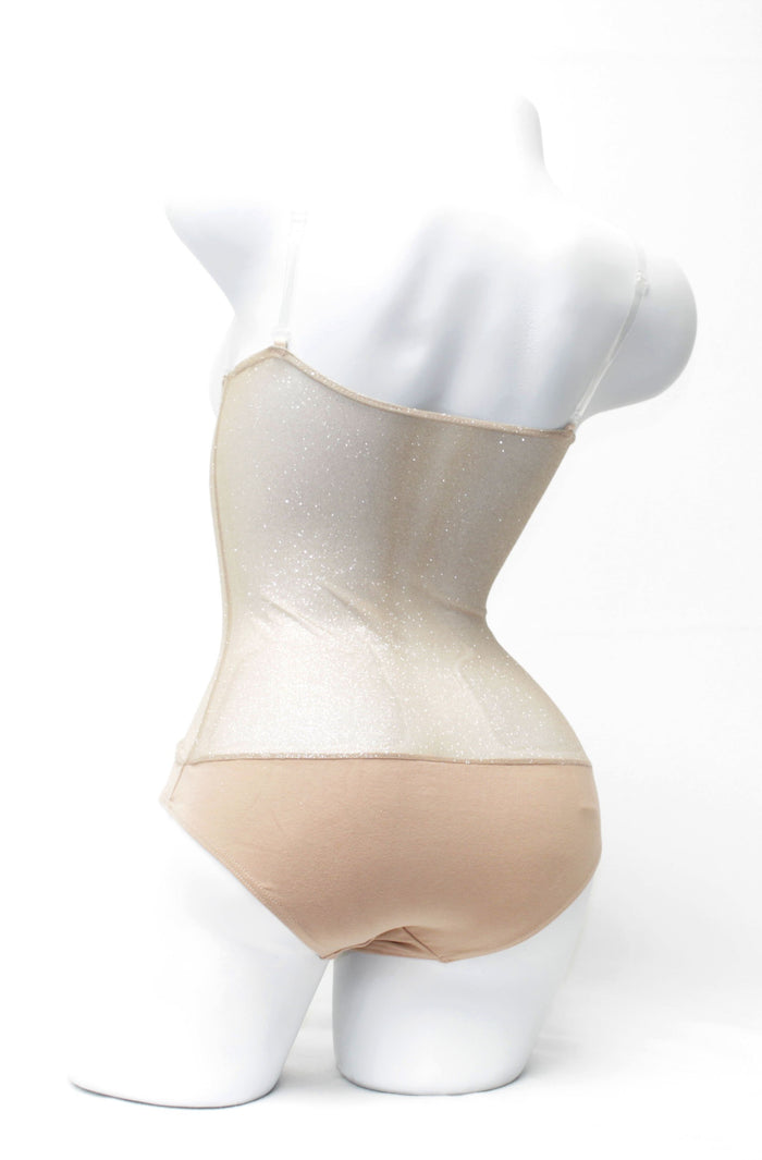 Underbust with straps - Light Tan Silver Glitter